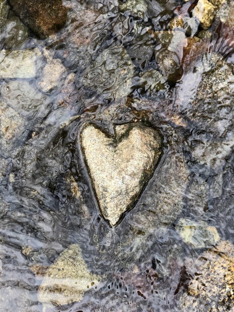 A heart shape in a brook seen while hiking Mt Abraham in the Western Maine Mountains