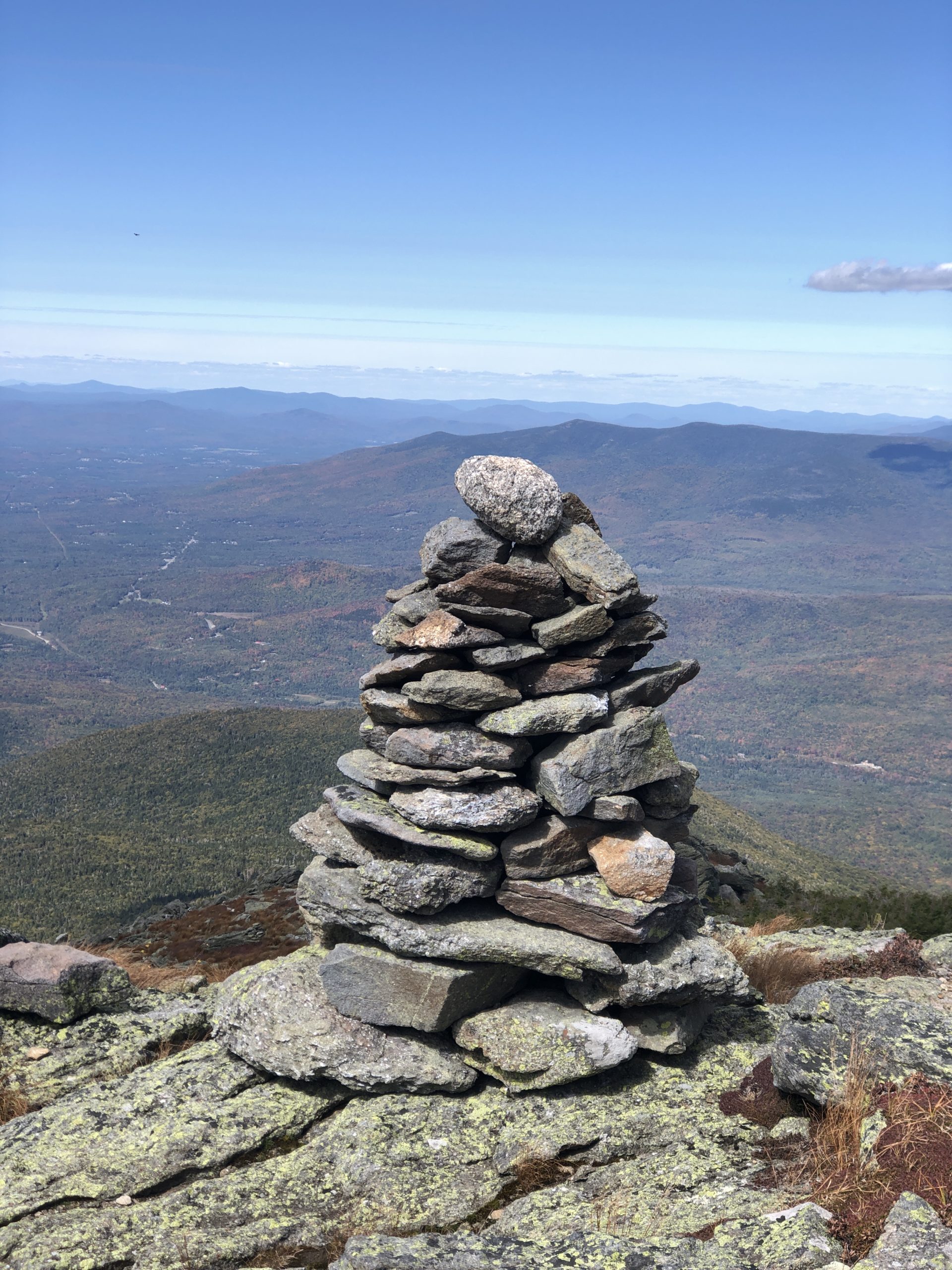 A large rock cairn seen while hiking Mt Jefferson in the White Mountains, New Hampshire