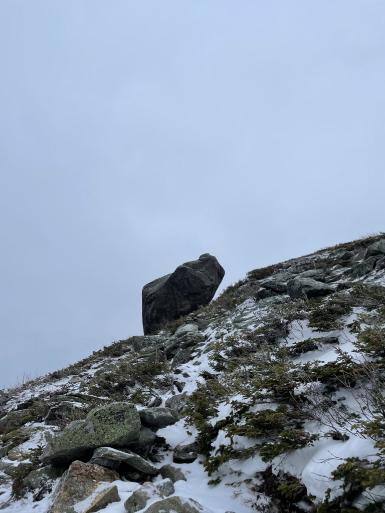 Glen Boulder, seen while hiking Mt. Isolation in the White Mountains, New Hampshire