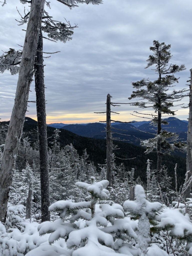 Sunrise over the mountains, seen while hiking Mt. Tom, Mt. Willey, and Mt. Field in the White Mountains, New Hampshire