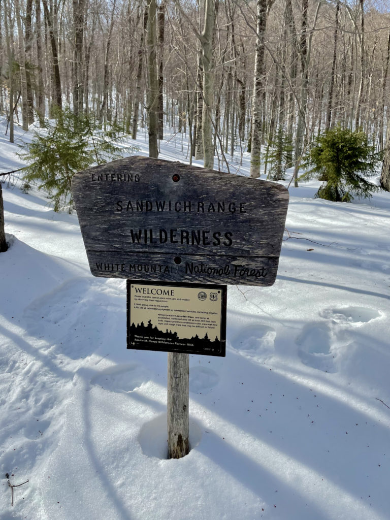 Sandwich Wilderness sign, seen while hiking North and Middle Tripyramid Mts. in the White Mountains, New Hampshire