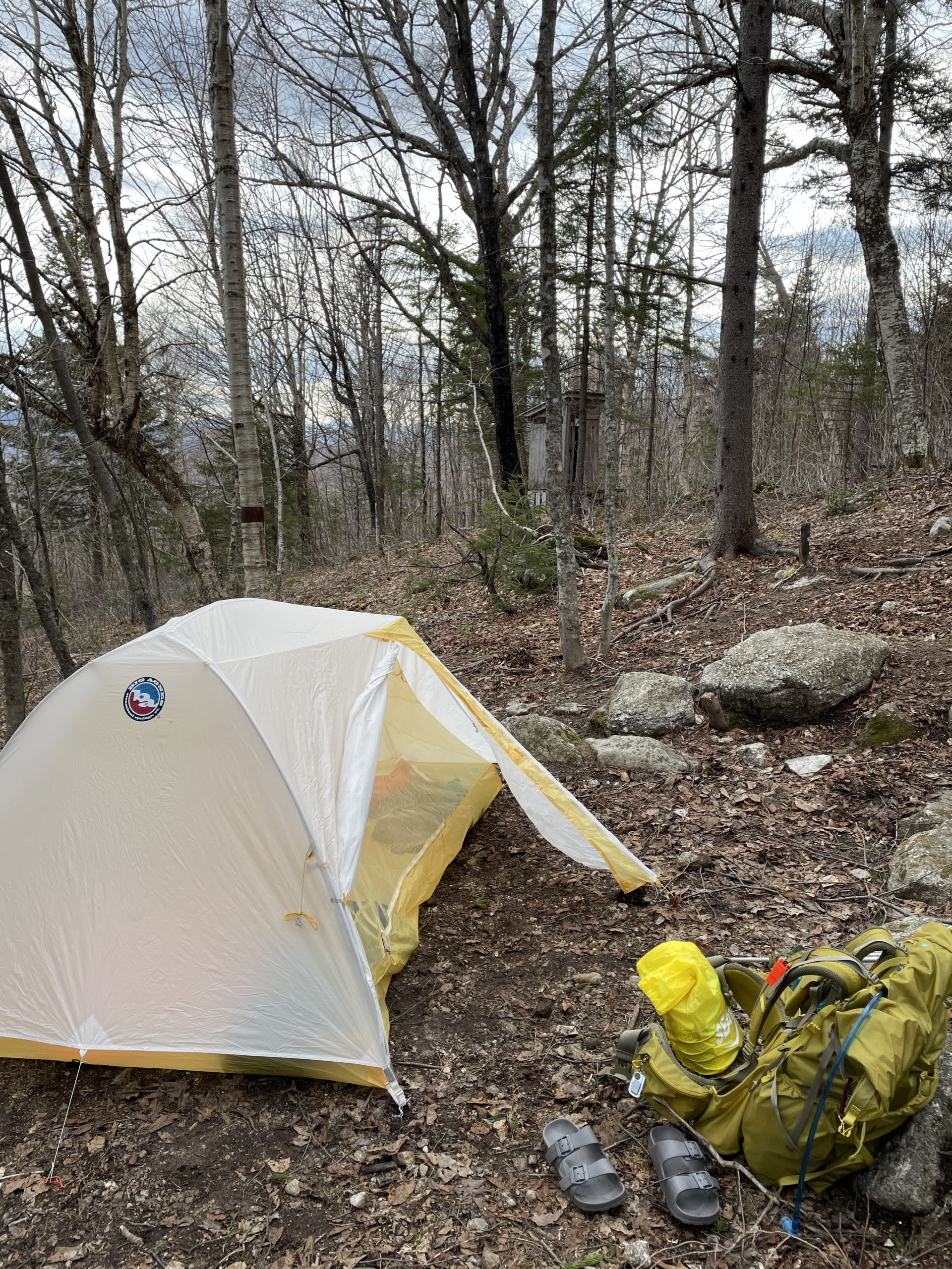 Sargent Brook tent site while hiking and backpacking the Grafton Notch Loop Trail in the White Mountains, Maine