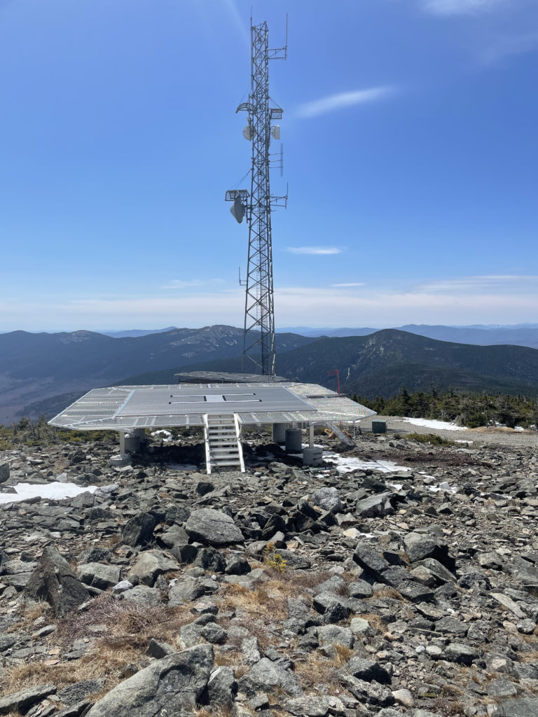 A helicopter pad at the top of Sugarloaf Mtn, seen while hiking Sugarloaf and Spaulding Mountains in Western Maine