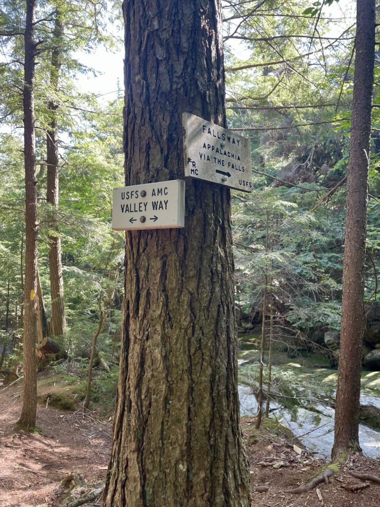 Trail signs seen while hiking Mt. Madison in the White Mountain National Forest, New Hampshire
