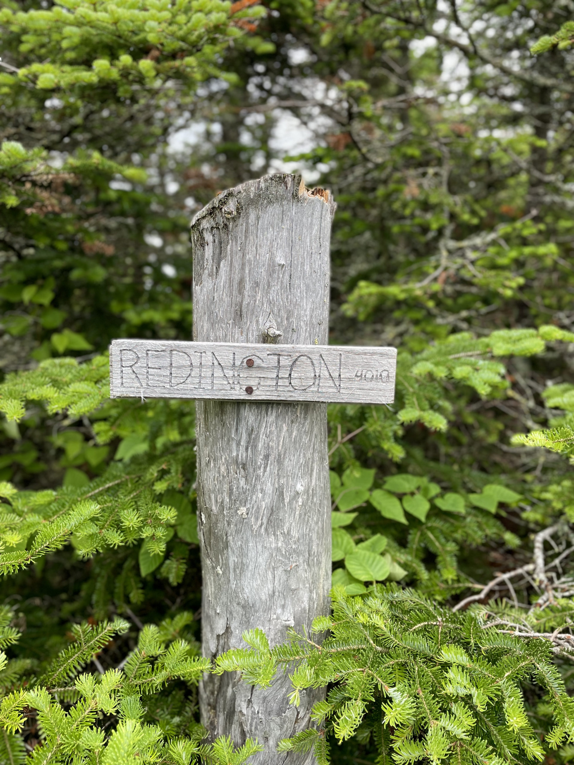 Summit sign, seen while hiking Crocker and South Crocker Mountains and Mt Redington in the Western Maine Mountains