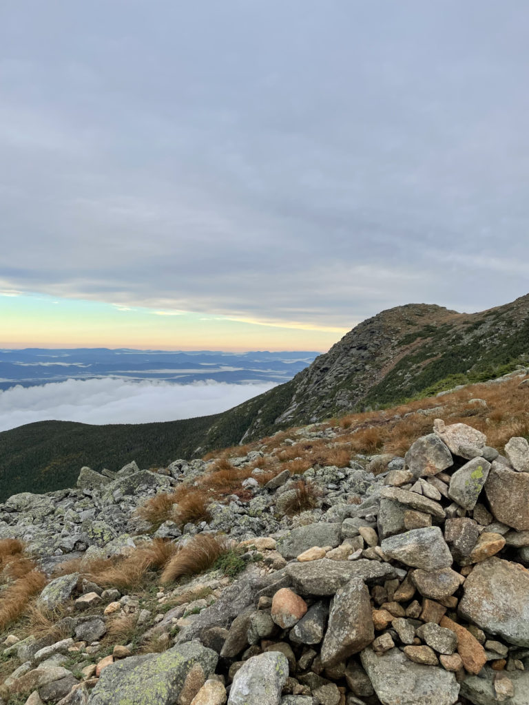 Undercast sunrise, seen while hike Mt. Lafayette and Mt. Lincoln in the White Mountain National Forest