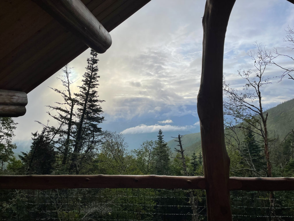 Morning view from Guyot Campsite, seen while hiking West Bond, Mt Bond, and Bondcliff in the White Mountains National Forest, New Hampshire