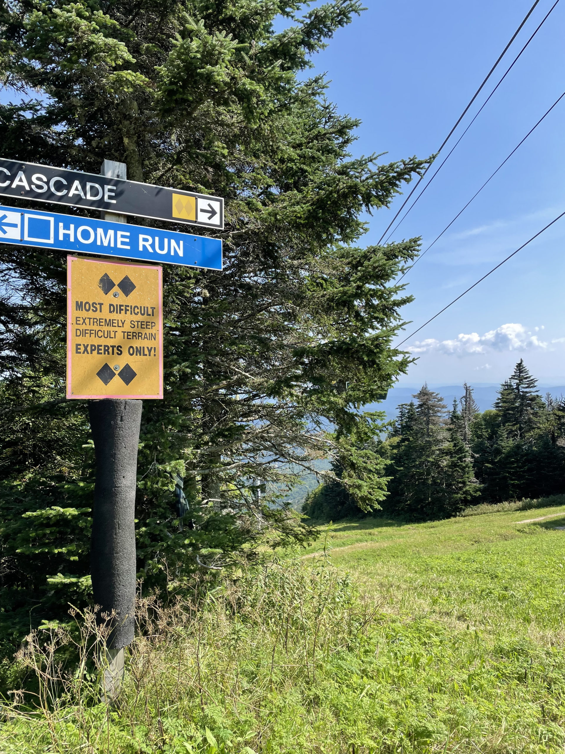 Ski slope signs, seen while hiking Killington Peak in the Green Mountains, Vermont