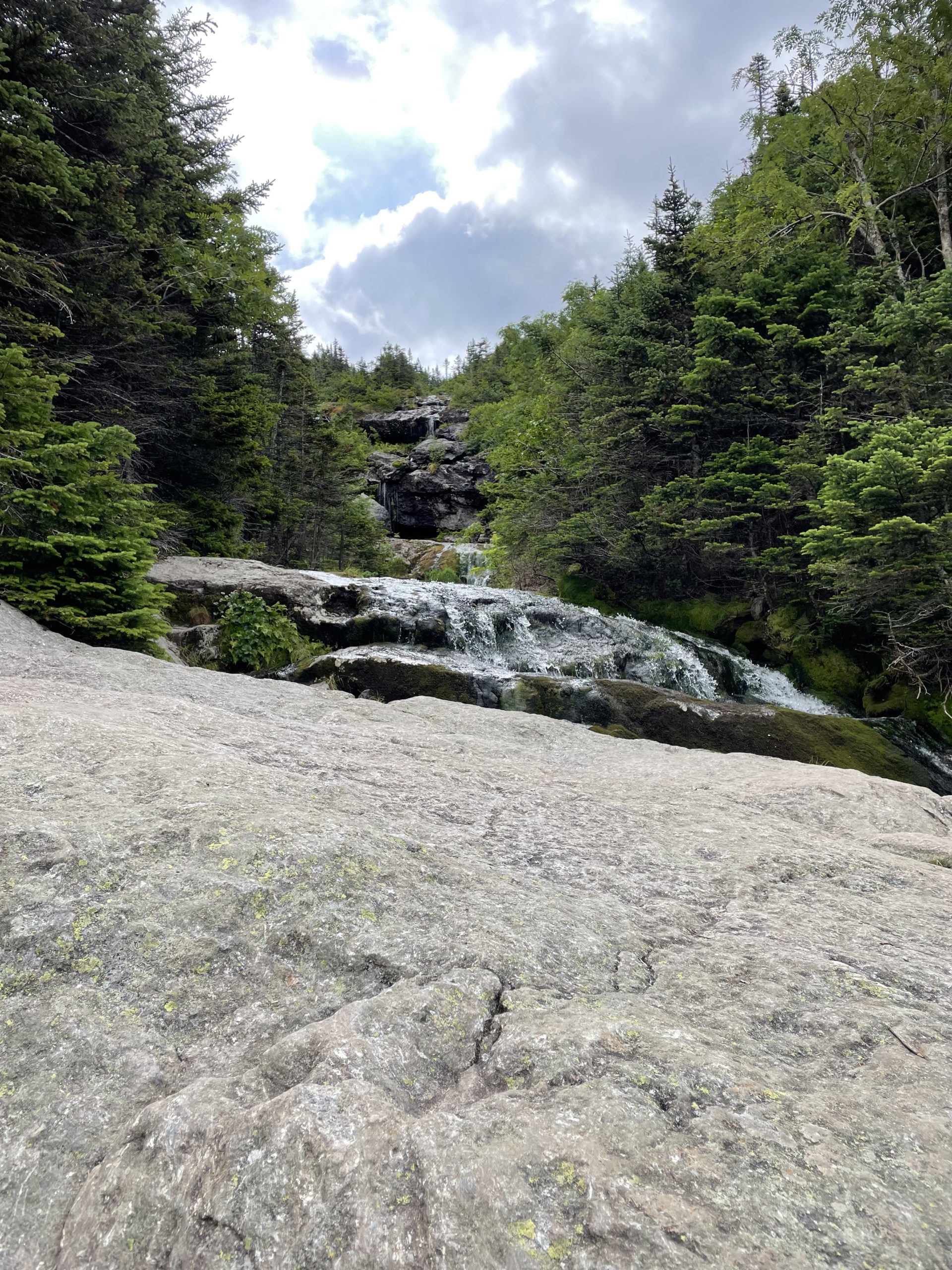 Head of Ammonoosuc Ravine falls, seen while hiking Mt. Pierce and Mt. Jackson in the White Mountains National Forest, New Hampshire
