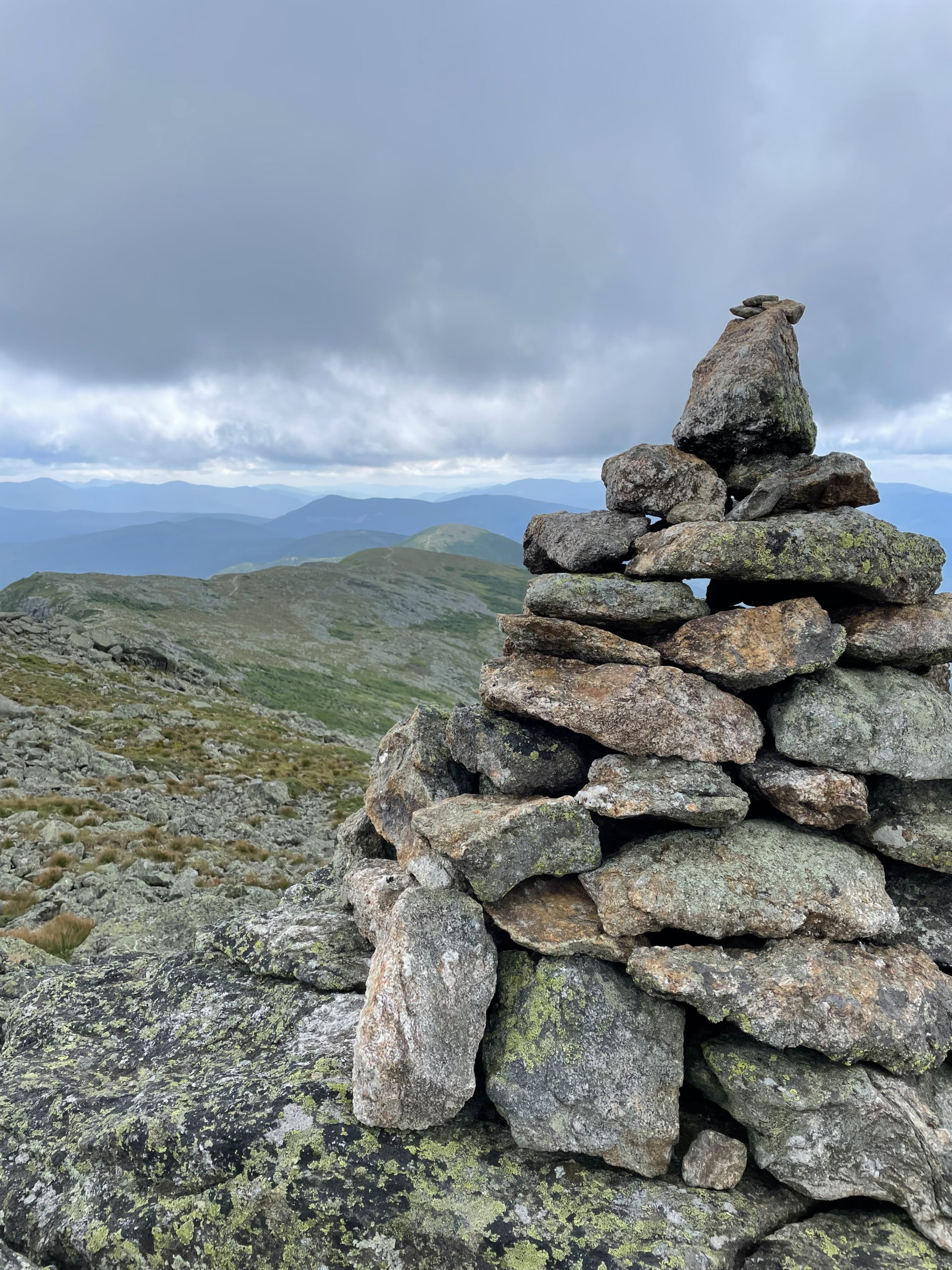Cairn on Mt. Monroe, seen while hiking Mt. Pierce and Mt. Jackson in the White Mountains National Forest, New Hampshire