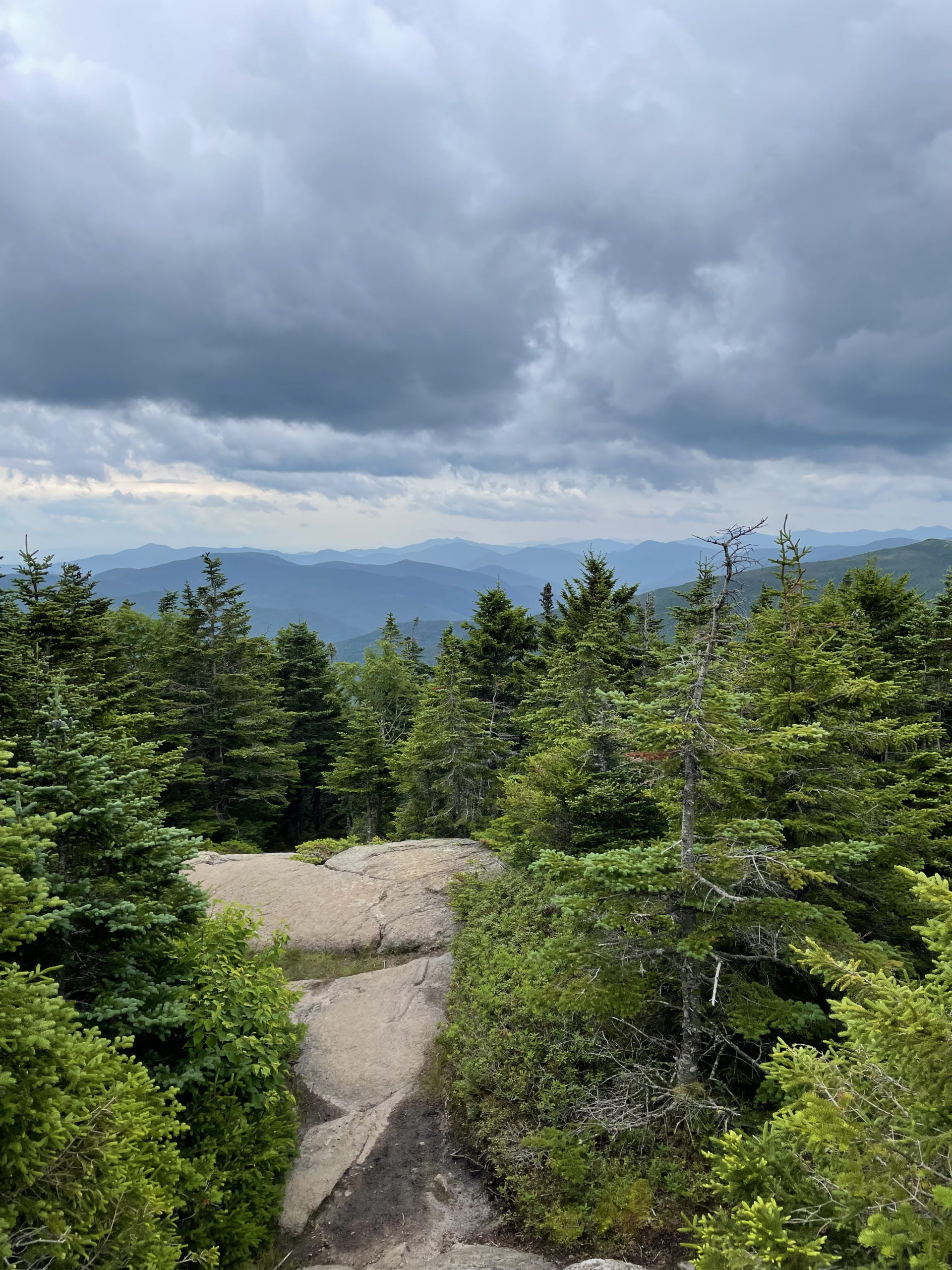 Views over rocks, seen while hiking Mt. Pierce and Mt. Jackson in the White Mountains National Forest, New Hampshire