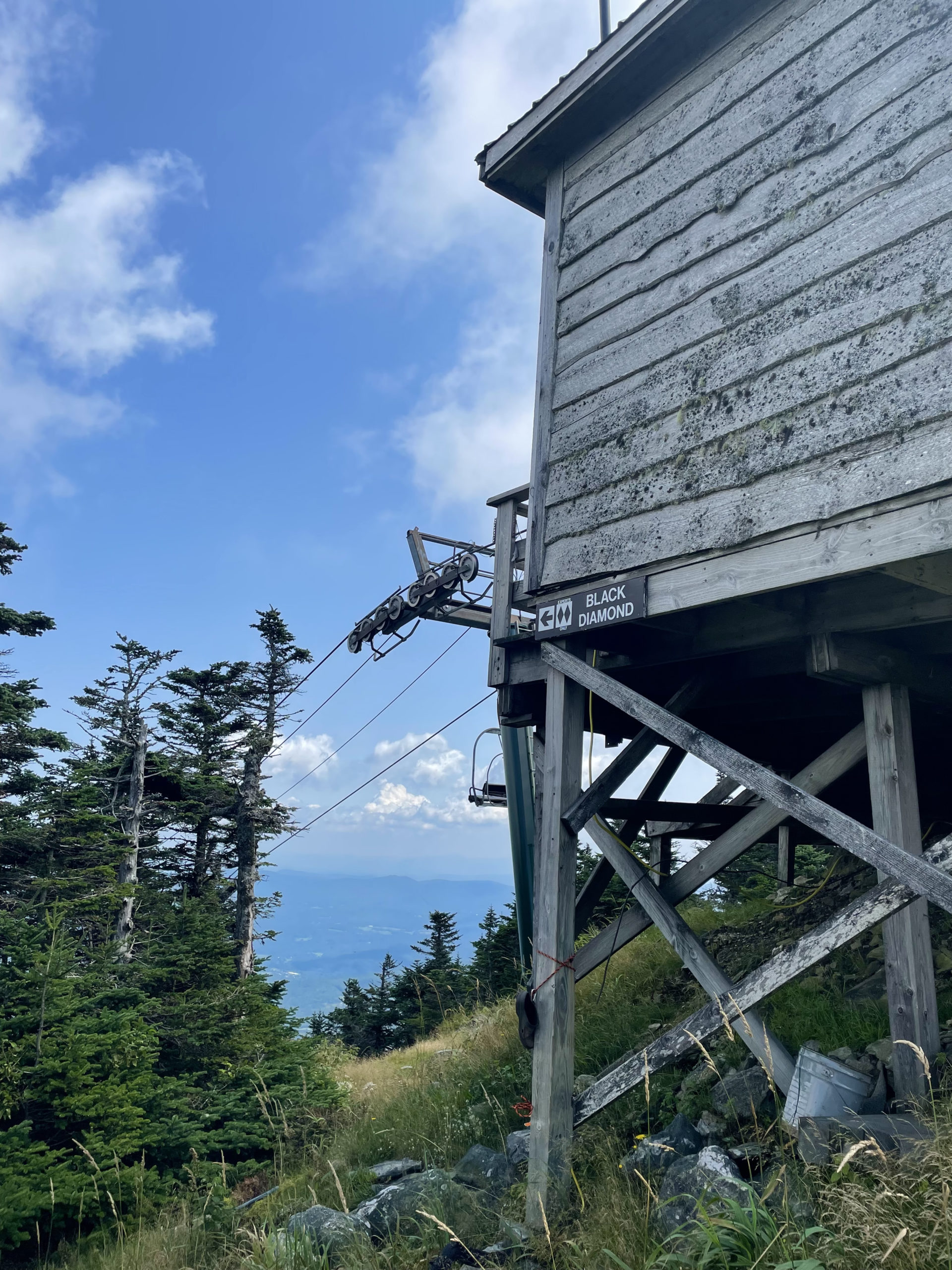 Top of Sugarbush ski lift, seen while hiking Mt Ellen and Mt Abraham, Green Mountains, Vermont