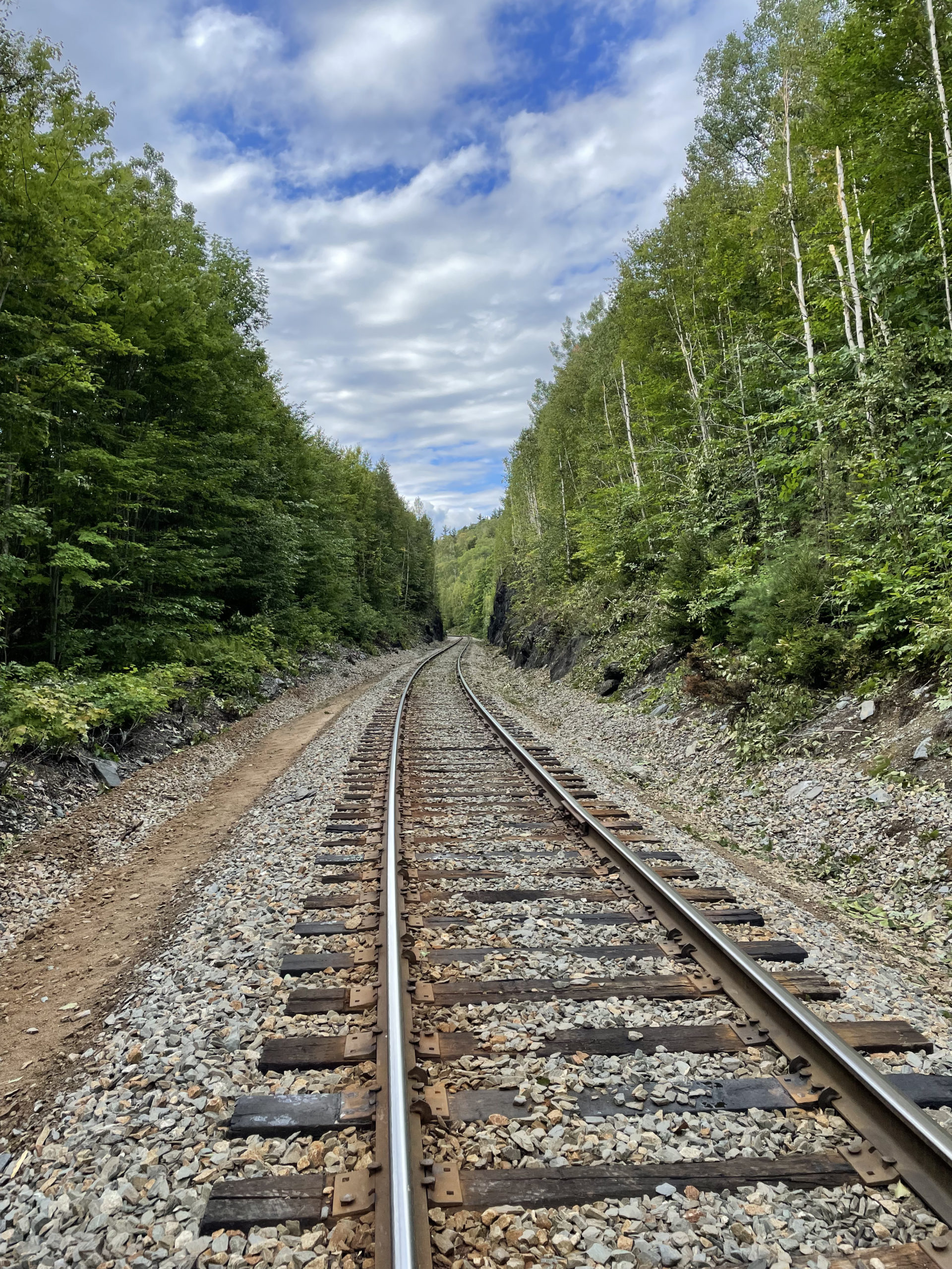 Crossing railroad tracks, day 1, 100 Mile Wilderness, Maine Appalachian Trail