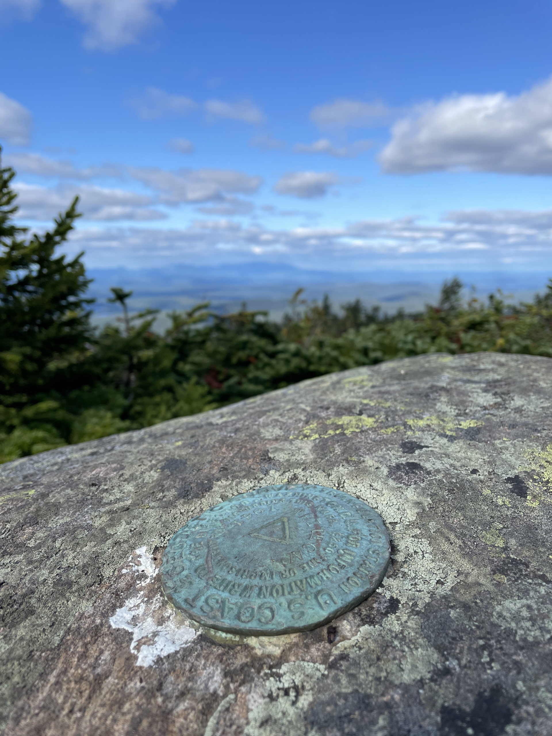 Elevation marker, White Cap Mtn, day 3, 100 Mile Wilderness, Maine Appalachian Trail