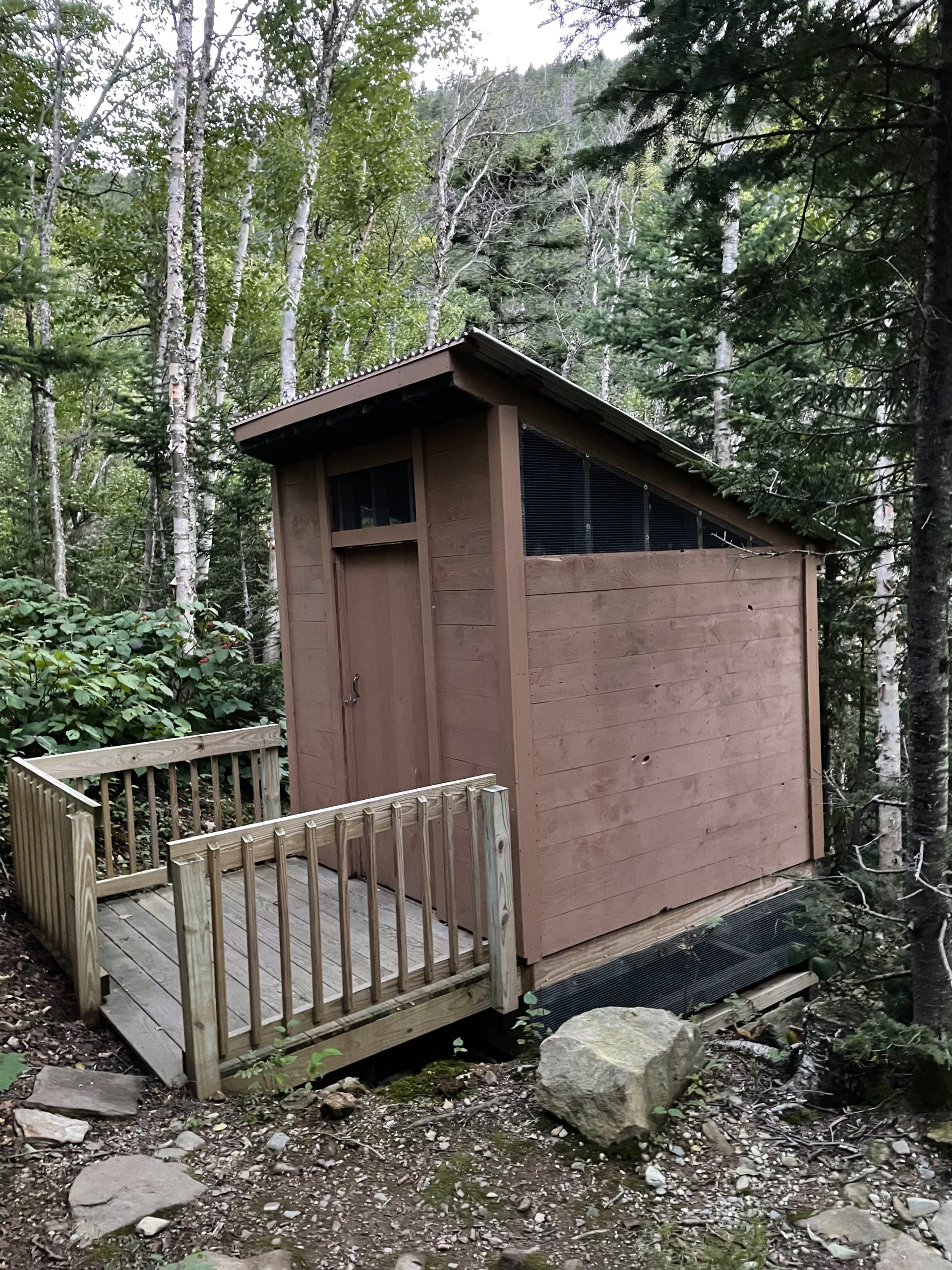 Reconstructed ADA compliant privy, day 3, 100 Mile Wilderness, Maine Appalachian Trail
