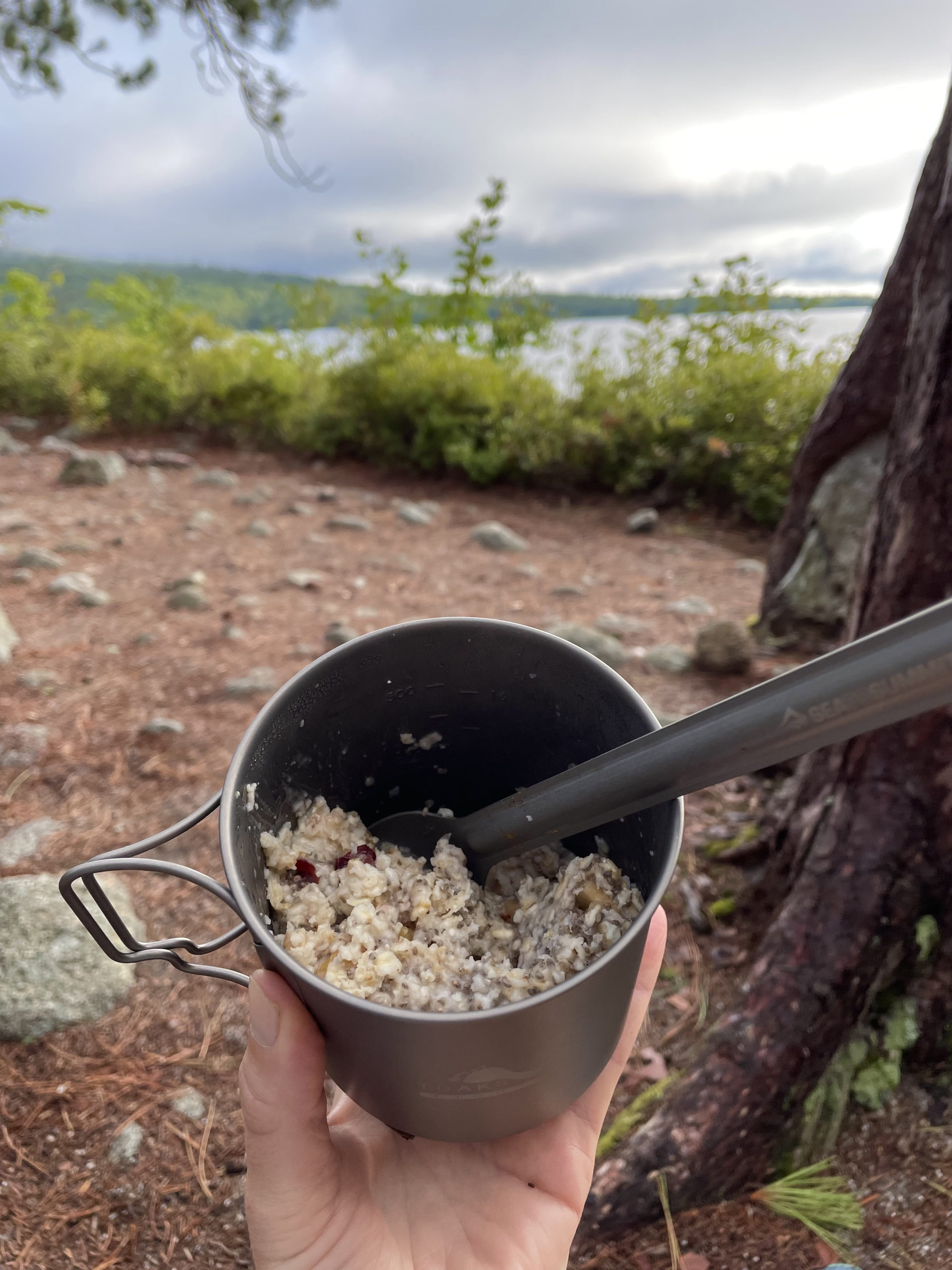 Breakfast at Antler Campsite, day 5, 100 Mile Wilderness, Maine Appalachian Trail