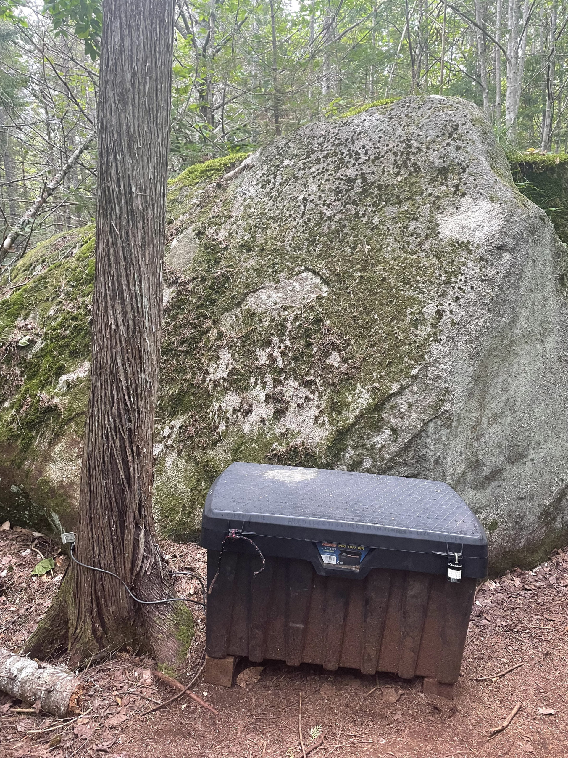 Phil's Bear box for resupply, day 4, 100 Mile Wilderness, Maine Appalachian Trail
