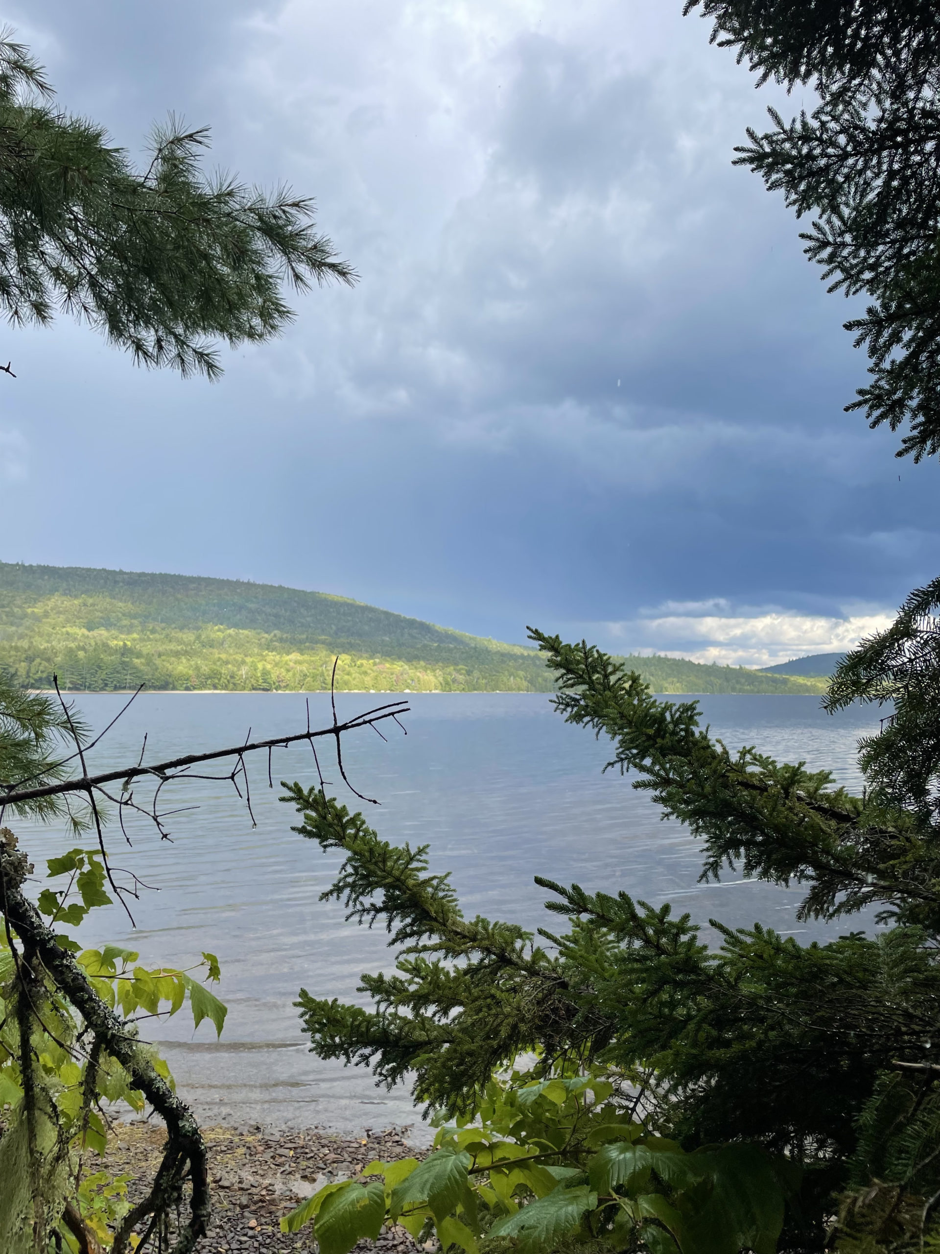 Rain over Nahmakanta Lake, day 5, 100 Mile Wilderness, Maine Appalachian Trail