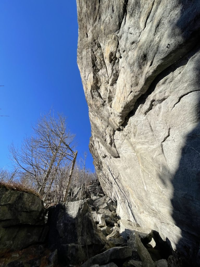 The granite face of Shagg Crag in Woodstock, Maine