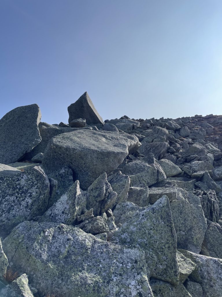 Boulders on Dudley Trail, hiking Knife's Edge, Baxter State Park, Maine