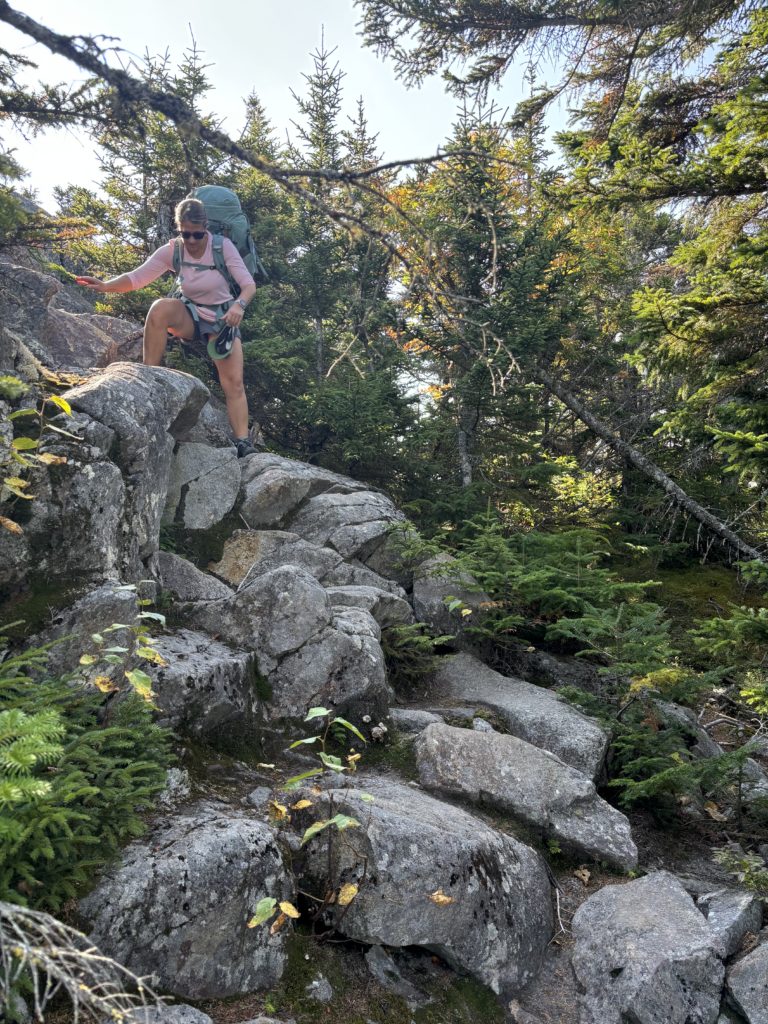 Descending a scramble, Grafton Loop Trail, Grafton Notch, Maine